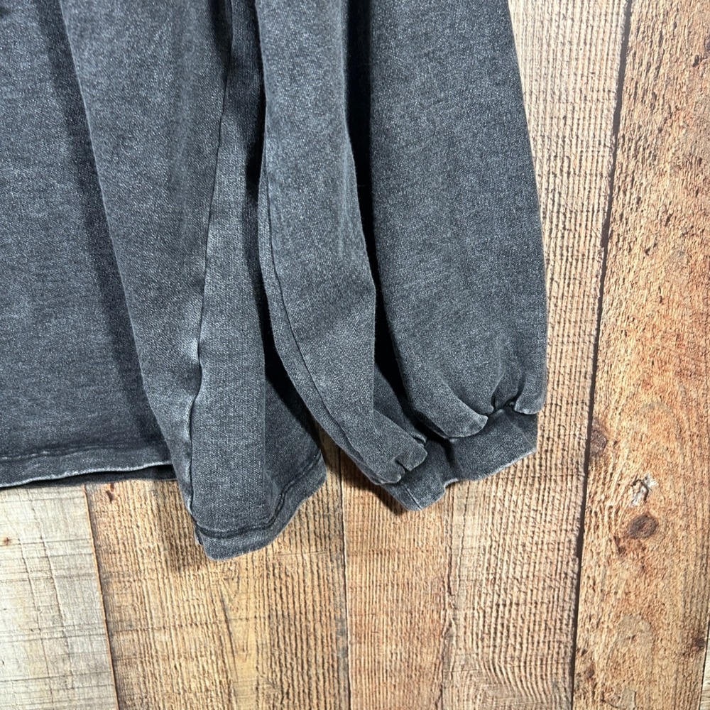 HAYDEN LOS ANGELES Gray Acid Wash Star Patch Balloon Sleeve Sweatshirt Large L - Picture 2 of 7